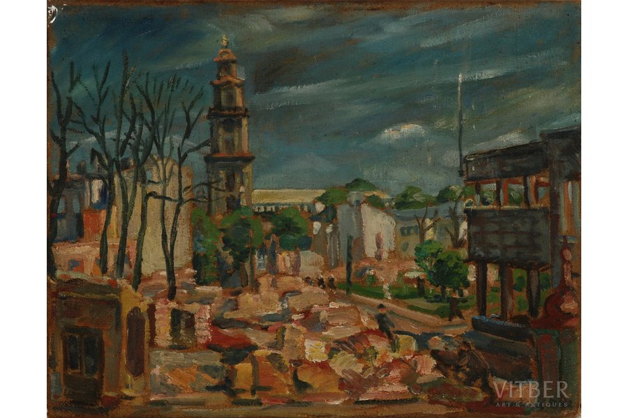 Кронбергс Рудолфс (1911-1977), Развалины церкви в Лиепае, 1942 г., холст, масло, 41 x 53 см