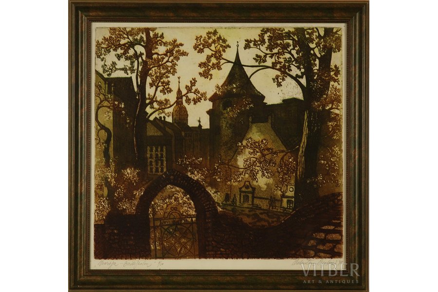 Ozoliņš Valentīns (1927), Vecrīga, bastejkalns, 1978 g., papīrs, akvarelis, 49.5 x 52.5 cm