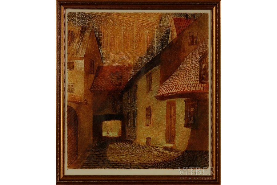 Ozolinsh Valentins (1927), Old riga town, 1976, paper, water colour, 53 x 48.5 cm