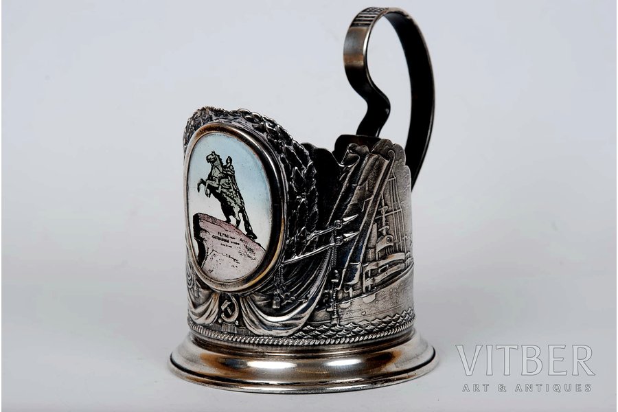 tea glass-holder, Cavalryman, german silver, USSR, the 60-80ies of 20th cent.