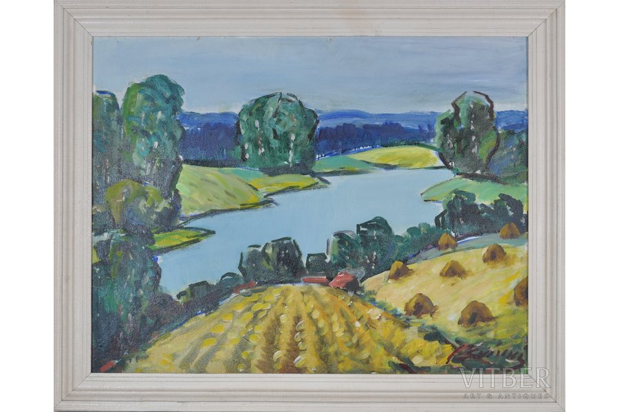 Svirskis Vitolds (1919 - 1991), Daugava pie Lielvardes, 1991 g., kartons, eļļa, 90 x 70 cm