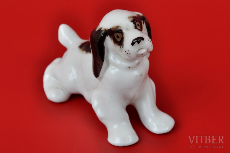 figurine, Puppy, porcelain, USSR, LFZ - Lomonosov porcelain factory, the 50ies of 20th cent., 6 x 7 cm