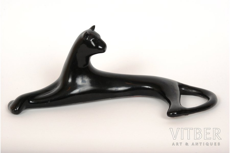 figurine, Panther, porcelain, Riga (Latvia), USSR, Riga porcelain factory, molder - Aina Mellupe, the 60ies of 20th cent.