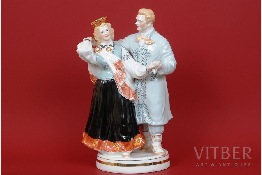 statuete, Tautas deja, porcelāns, Rīga (Latvija), PSRS, Rīgas porcelāna rūpnīca, modeļa autors - Zina Ulste, 20 gs. 50tie gadi