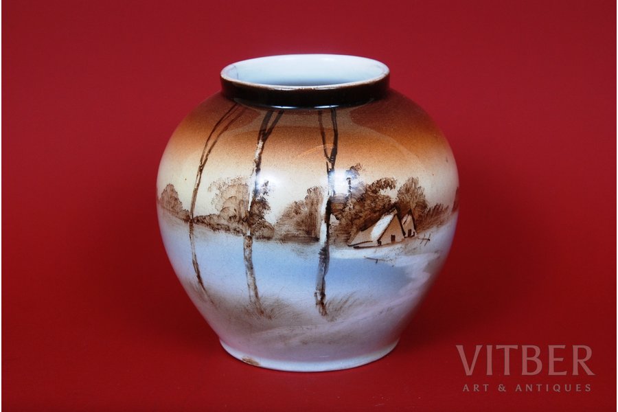 vase, Winter landscape, sculpture's work, J.K. Jessen manufactory, Riga (Latvia), the 40ies of 20th cent., 10 cm