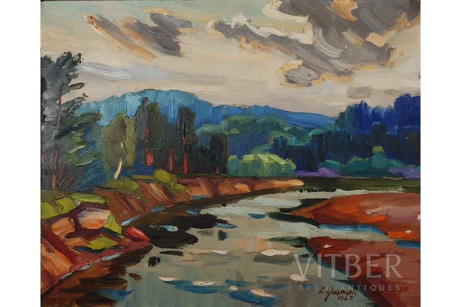 Grasmanis Laimdonis (1916-1970), Landcsape with a river, 1963, canvas, oil, 65 x 80,5 cm