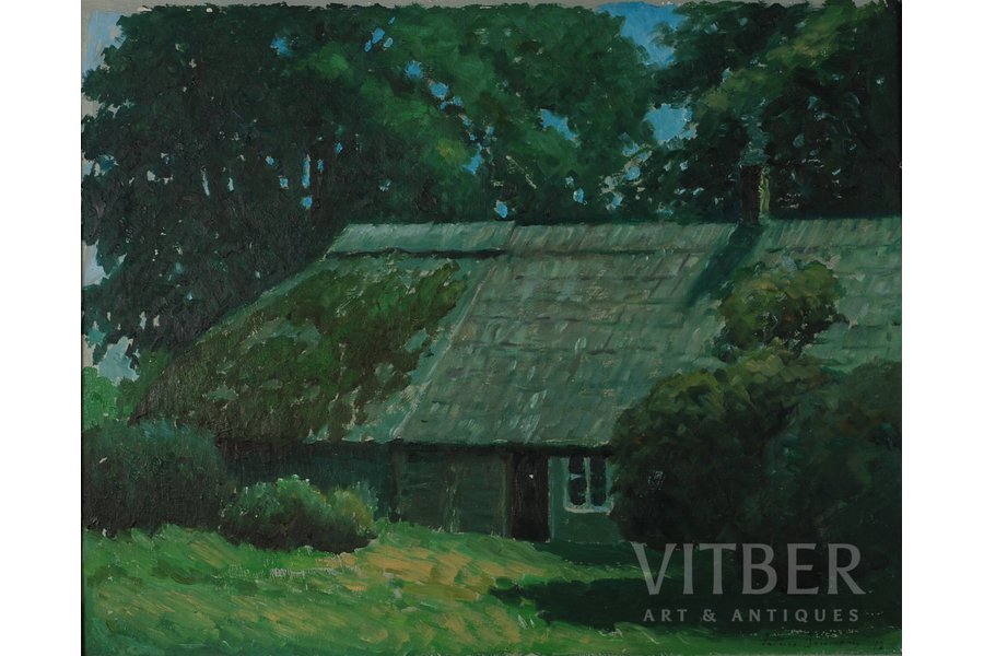 Baumanis Artūrs (1892-1975), "Rucavas vecā māja", 1972 g., kartons, eļļa, 44 x 55 cm