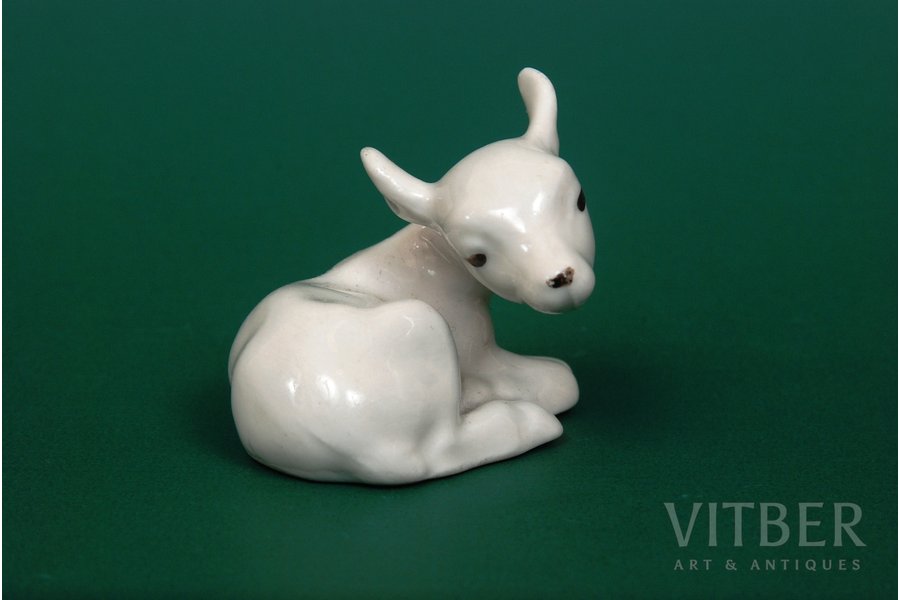 figurine, Bull-calf, porcelain, Riga (Latvia), USSR, Riga porcelain factory, the 50ies of 20th cent.