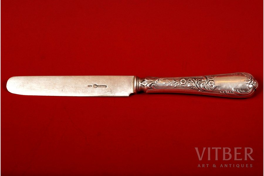 knife, silver, "Khlebnikov", 84 standard, 88 g, ~1898, Moscow, Russia