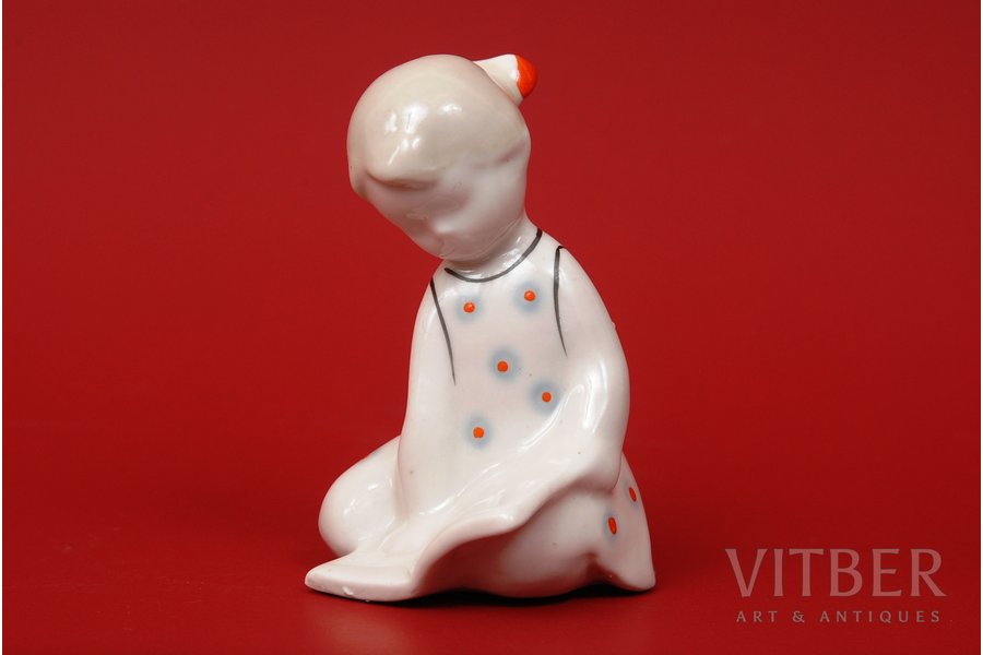 figurine, Girl with a book, porcelain, Riga (Latvia), USSR, Riga porcelain factory, the 50ies of 20th cent.