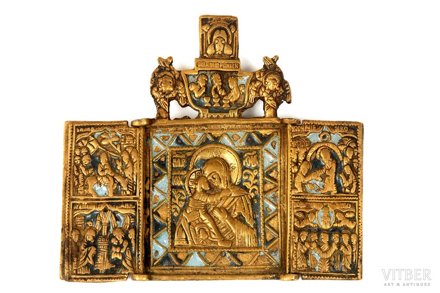 bronza, 2-krāsu emalja, Krievijas impērija, 19. gs., 9.1 x 10.2 cm