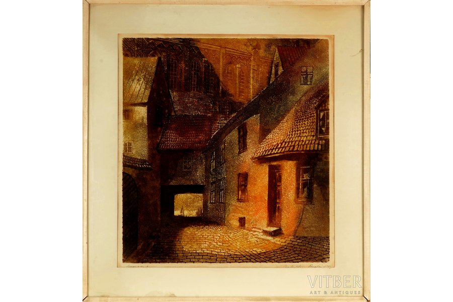 Ozolinsh Valentins (1927), Old Riga, paper, water colour, 53 x 48.5 cm