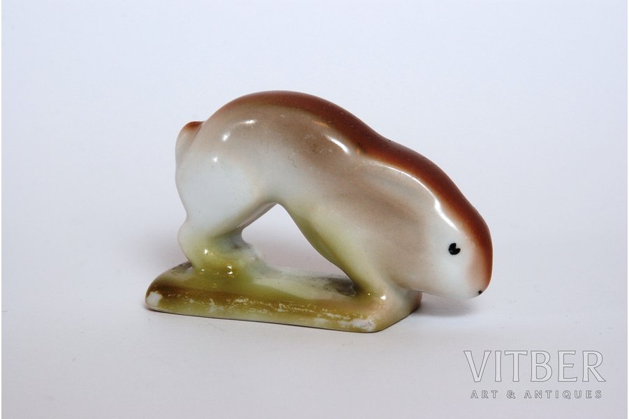 figurine, Hare, porcelain, Riga (Latvia), J.K.Jessen manufactory, the 30ties of 20th cent.