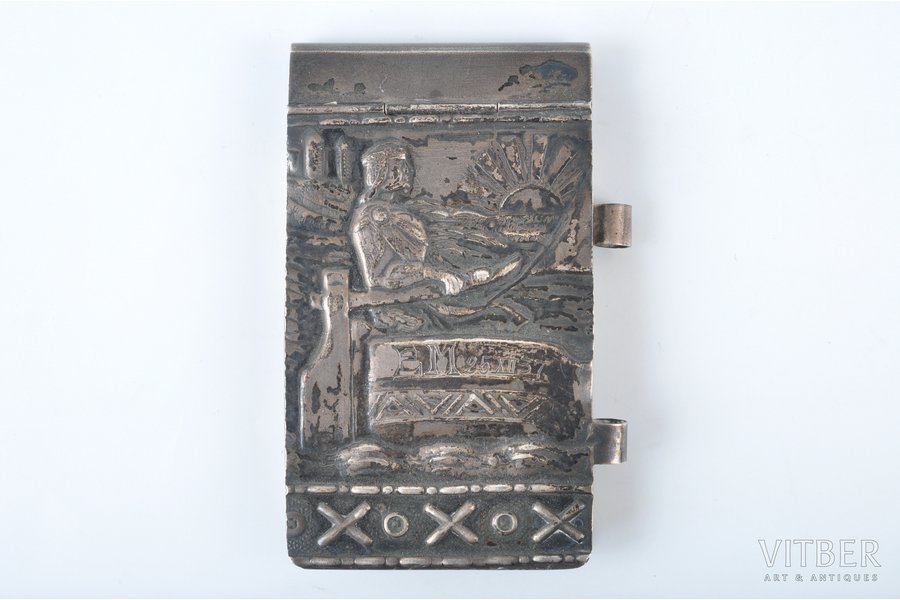 notebook, silver, 875 standard, 26.54 g, the 20-30ties of 20th cent., Latvia, 7 x 4 cm