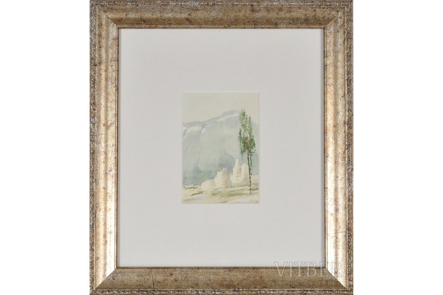 Mangolds Herberts (1901-1978), Rīts, papīrs, akvarelis, 9.5 х 6.5 cm