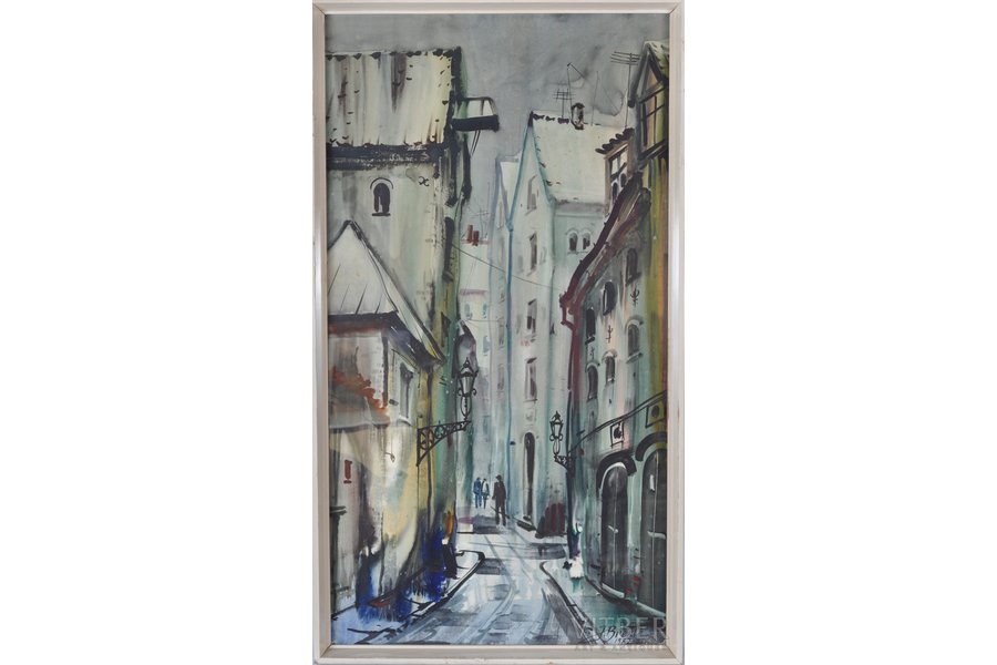 Brekte Janis (1920-1985), Old Riga, 1982, paper, water colour, 98.5 х 53.5 cm