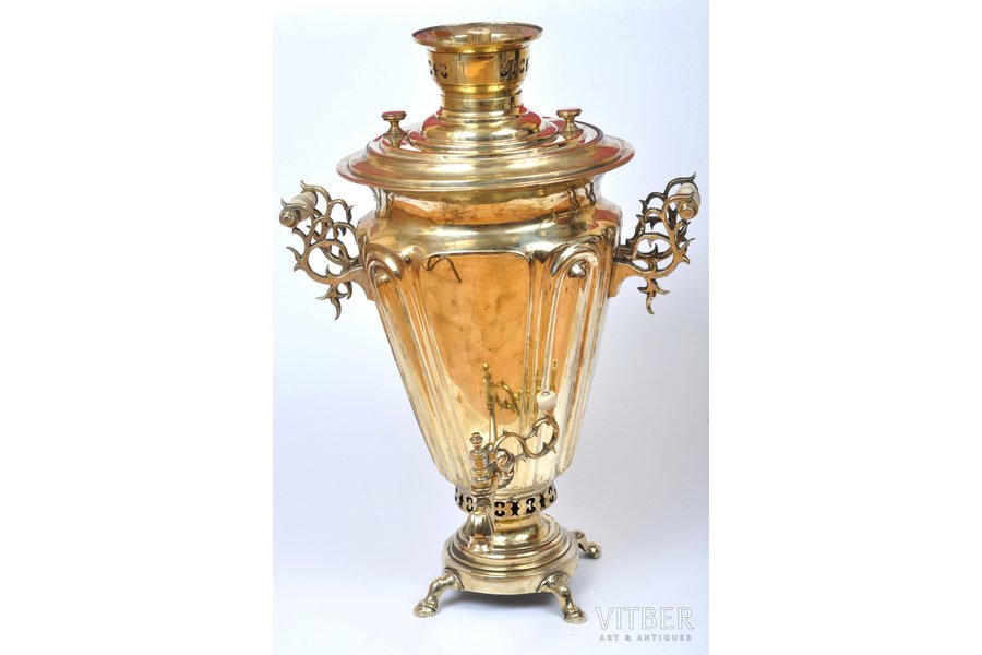 samovar, the factory of Ivan Medvedev in Tula, Russia, the beginning of the 20th cent., weight 5900 g, height 52 cm