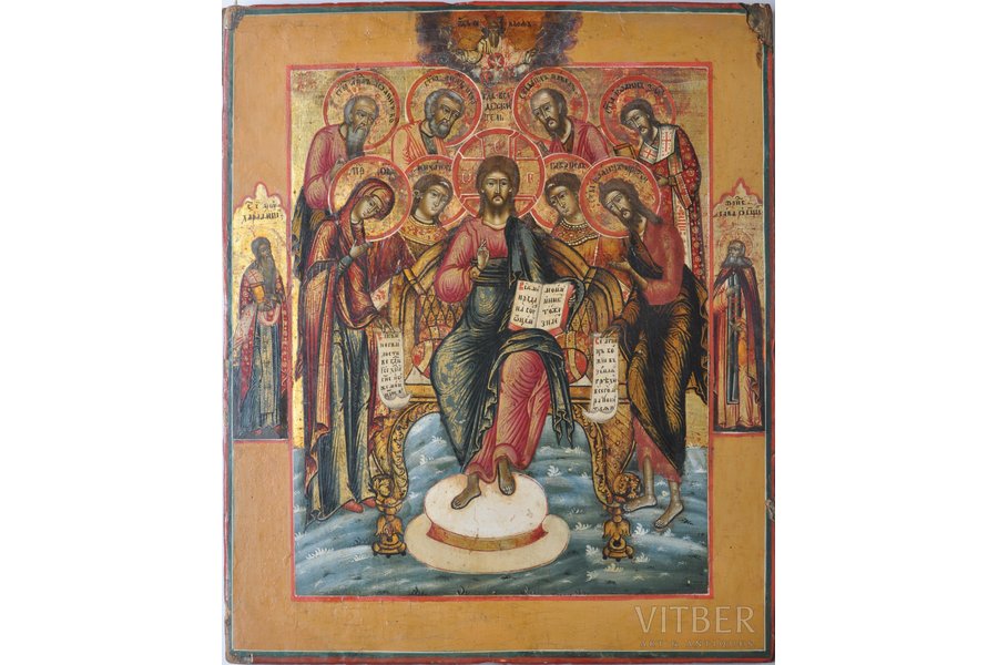 Christ on the throne, board, painting, Russia, the 18th cent., 32.5 x 27 cm
