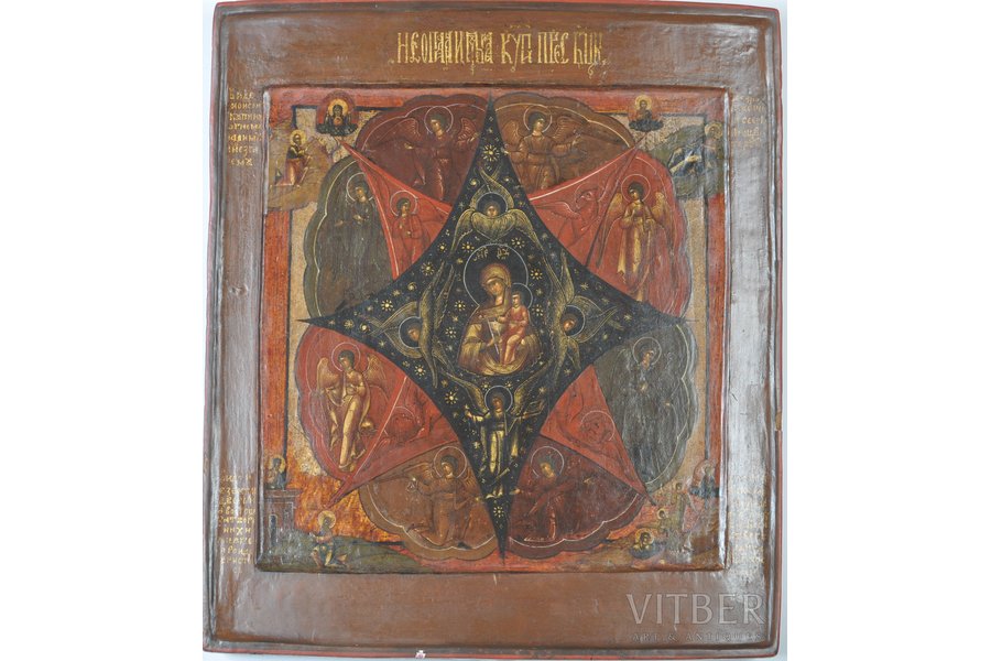 "Neopalimaya kupina", board, painting, Russia, the 19th cent., 34 х 29.5 cm