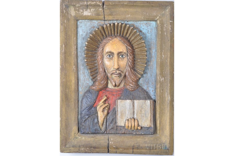 Visspēcīgs Dievs, dēlis, gleznojums, Krievijas impērija, 18. gs., 31 х 23 х 2.8 cm