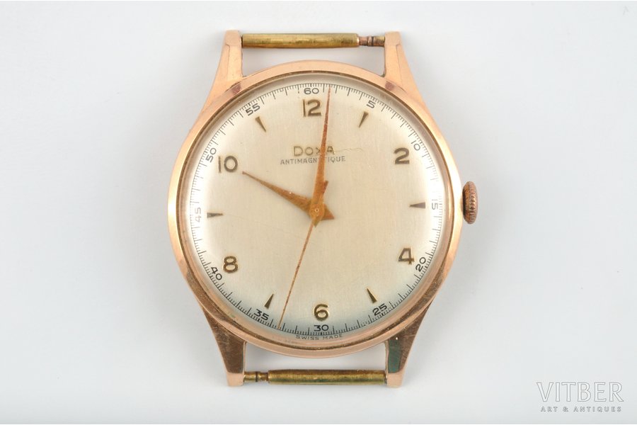wristwatch, "Doxa", Switzerland, the beginning of the 20th cent., gold, 56 standart, weight of gold ~8.5 g, diameter 3.5 cm