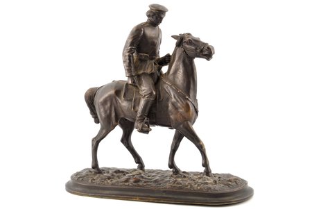 figurative composition, Horseman, bronze, 28.5 x 30 x 13.3 cm, weight 4200 g., Russia, the beginning of the 20th cent.