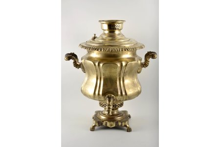samovar, Vorontsov N.A. manufactory in Tula, brass, Russia, the 19th cent., weight 6630 g, h= 44 cm