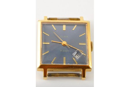 wristwatch, "Slava", "From civil aviation minister", USSR, the 60-70ies of 20th cent., metal, gold plated