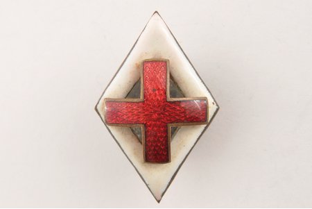 badge, Red cross, Latvia, 20-30ies of 20th cent., 37x24 mm