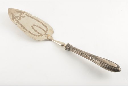 cake server, silver, 875 standard, 31 cm, the 30ties of 20th cent., Latvia
