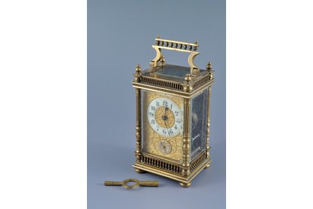 karietes pulkstenis, Francija, 19. gs. 2. puse, 16x7.5 cm