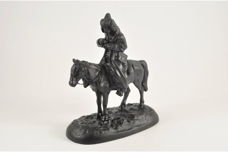 фигурная композиция, Киргиз на лошади, чугун, 21x18 см, вес 1610 г., Российская империя, Куса, начало 20-го века, покрытие реновировано