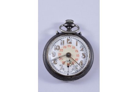 часы для путешественников, "Junghans", металл, Ø 52 мм, В рабочем состоянии. Есть будильник, недельный завод