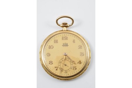 pocket watch, "Geneva", Switzerland, the 30ties of 20th cent., gold, 18 K standart, 51,9 g, Ø 4.8 mm