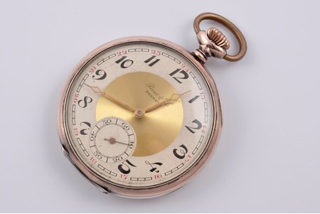 pocket watch, "Brenet", Perret & Fils, Switzerland, silver, 84 standart, 63.05 g, Ø 49 mm, working well
