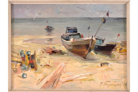Podobedov Roman Leonidovitch (1920-1990), "The Fishing Boats", 1974, canvas, oil, 60x80 cm, 3-A rating in unified artist rating directory (2006 XII edition)
