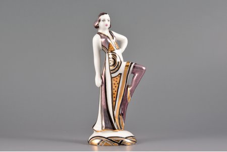 figurine, Art Deco Style Dancer, porcelain, Riga (Latvia), sculpture's work, handpainted by Antonina Pashkevich, 15.5 cm