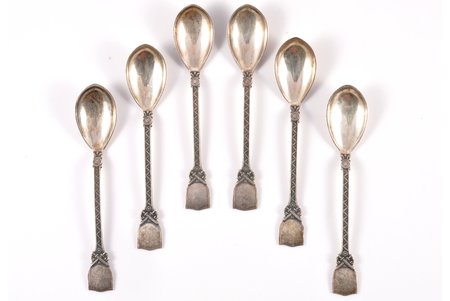 set of 6 spoons, silver, 875 standart, the 30ties of 20th cent., 86.20 g, Latvia, 11.9 cm