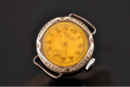 wristwatch, for women, "Kenissur Prima", Switzerland, the border of the 19th and the 20th centuries, silver, 875 standart, (total) 9.30 g., (dial corpus) 2.1 mm, working well