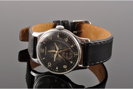 rokas pulkstenis, reta ciparnīca, "Pobeda", PSRS, 20 gs. 50tie gadi, metāls, (aproceh) 23.9 cm, (ciparnīcas korpuss) 32 mm, darbojas