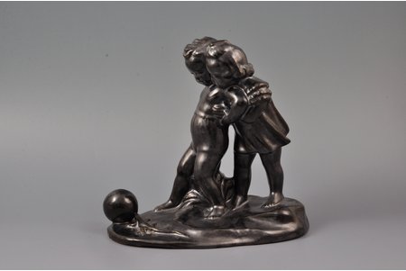 figurine, Children, lizzard and a ball, ceramics, Lithuania, USSR, Kaunas industrial complex "Daile", 19.5 cm