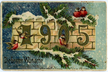 postcard, Tsarist Russia, greetings, beginning of 20th cent., 14,2x9,2 cm