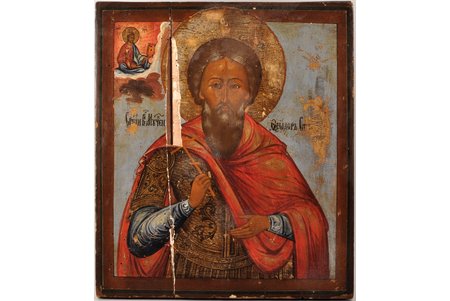 ikona, Svētais Lielmoceklis Teodors Stratilats, dēlis, gleznojums, Krievijas impērija, 35.4 x 31 x 2.1 cm