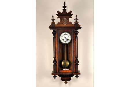 sienas pulkstenis, "Junghans", Vācija, 19. gs. beigas, koks, 103 x 38.7 x 18 cm, Ø 146 mm, ~1895. g., darbojas