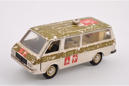 car model, RAF 2907 Nr. A21, "Olympic games 1980 in Moscow", Escort of the Olympic flame, metal, USSR, ~ 1979