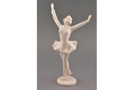 figurine, Figure skater, bisque, Riga (Latvia), USSR, Riga porcelain factory, the 60ies of 20th cent., 27 cm, top grade