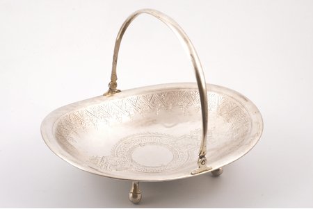 fruit dish, silver, 84 standard, 306.20 g, engraving, 22.5 x 18.4 cm, 1889, Moscow, Russia