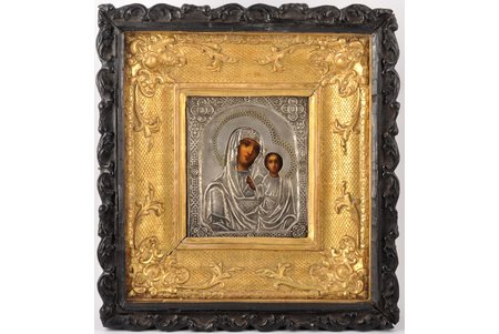 icon, Our Lady of Kazan, in icon case, board, silver, painting, 84 standard, Russia, 1874?, 17.6 x 14.3 x 2 cm
