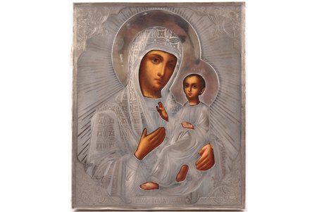 icon, Tikhvin icon of the Mother of God, cleaned, board, silver, painting, 84 standard, Russia, 1864, 26.7 x 22.4 x 2.2 cm, 199.05 g.