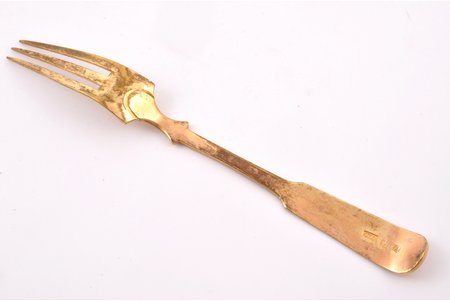 fork, silver, 30.05 g, gilding, 18.5 cm, Friedrich Magnus Stein, the beginning of the 19th cent.